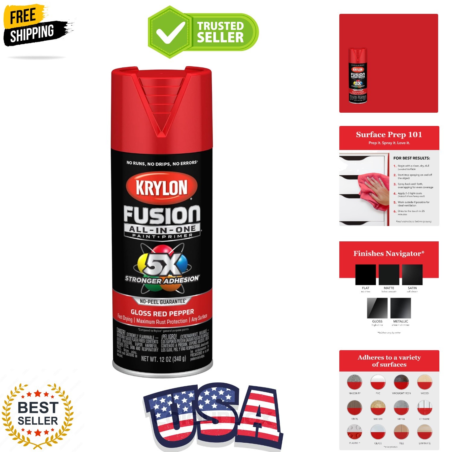 Fusion All-In-One Gloss Spray Paint & Primer, Red Pepper – 1 Each