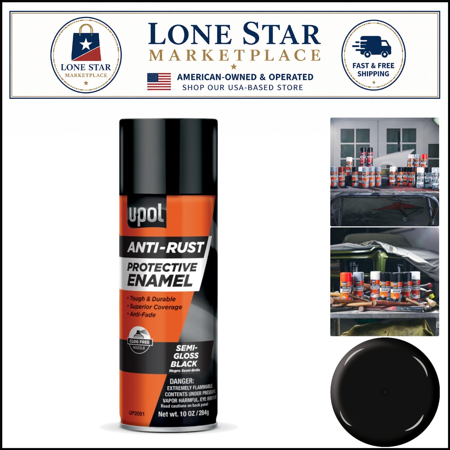 High-Quality 10 oz Anti-Fade Enamel Spray for Vehicles – Semi-Gloss Black Finish