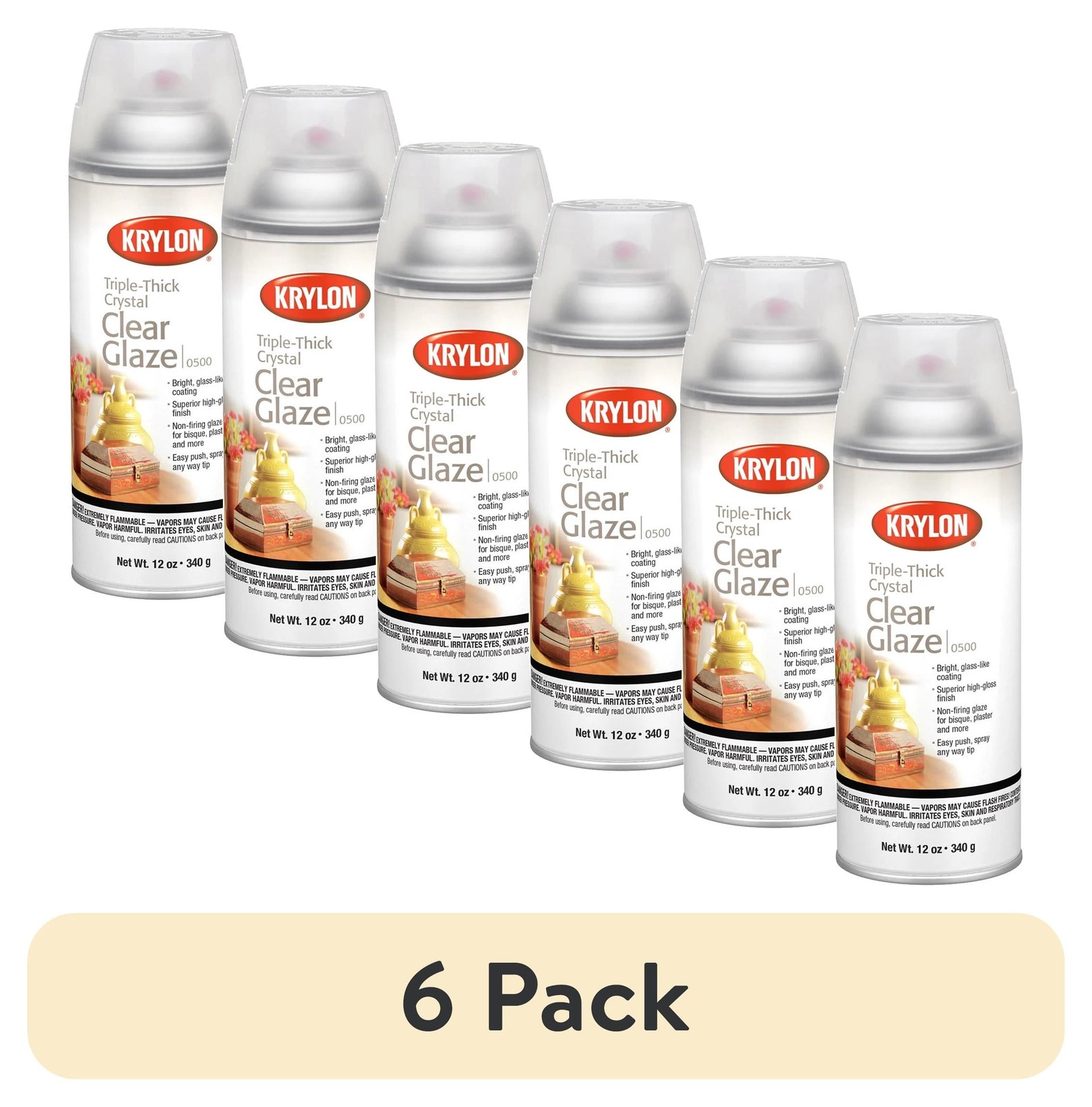 (6 pack) Krylon I00500A07 Triple-Thick Crystal Clear High Gloss Spray Paint