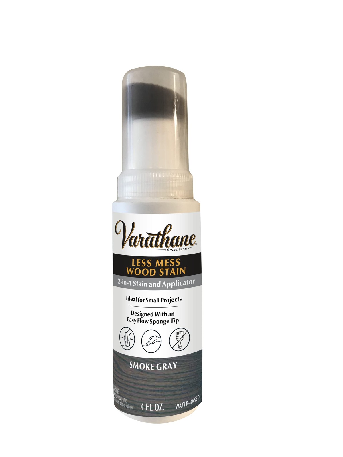 Varathane Smoke Gray 4Oz 2 In 1 Wood Stain And Applicator Easy Flow Sponge Tip