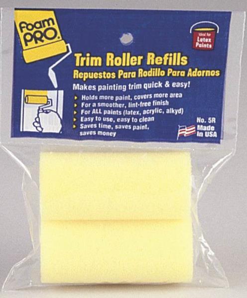 NEW FOAMPRO 5R PK (2) TRIM ROLLER 1 3/8″ X 3″ FOAM PAINT ROLLER COVERS 1899905