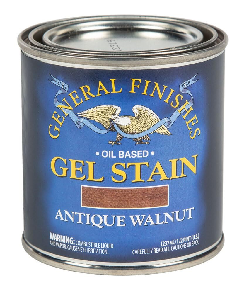 Half Pint Antique Walnut Gel Stain Easy Use Wood Finish for Furniture Projects