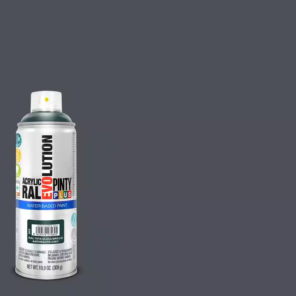 Evolution Acrylic 10.9 Oz. Gloss Anthracite Grey, Water Base Spray Paint NEW