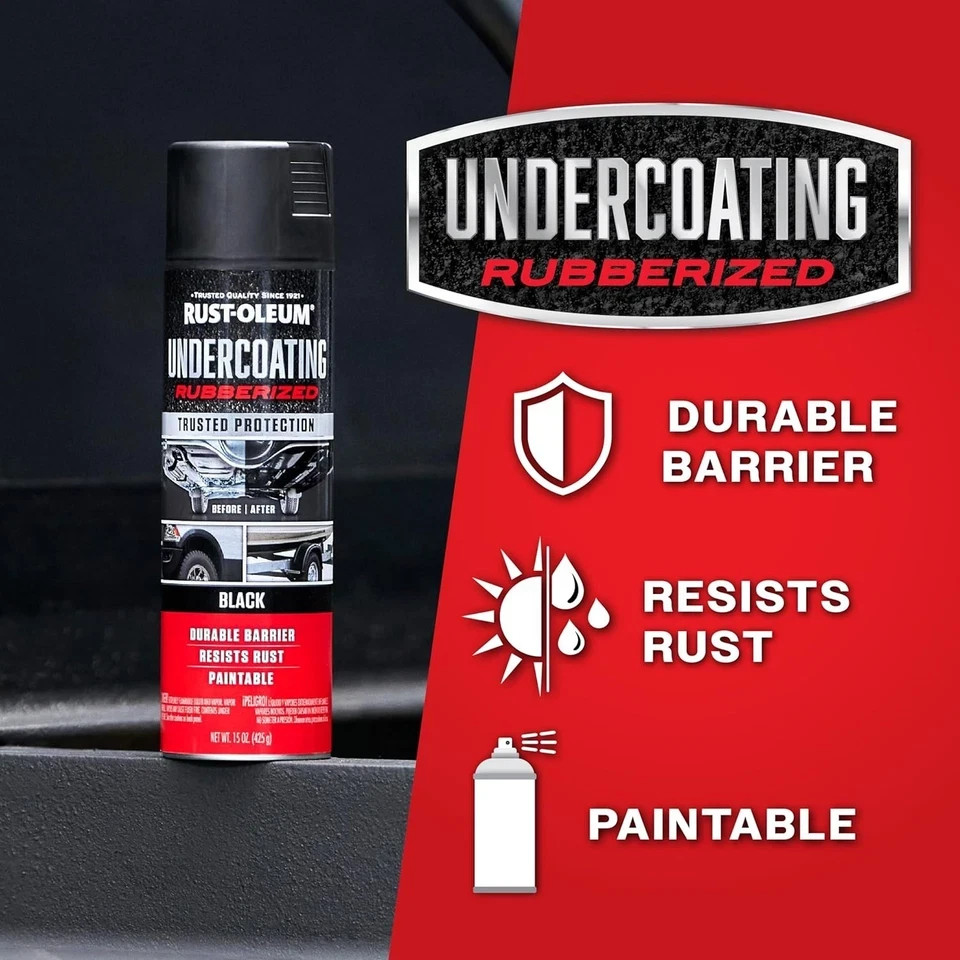 Rust-Oleum 248657-6PK Stops Rust Undercoating Spray, 15 oz, Rubberized Black, 6