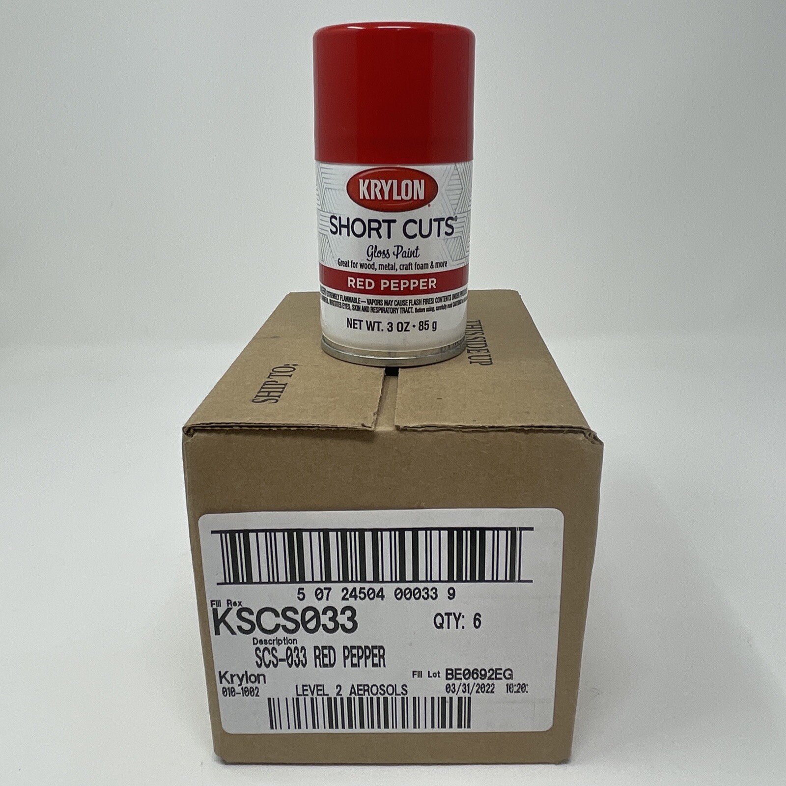 6 Pack – Krylon SCS-033 Short Cuts Aerosol Spray Paint, Gloss, Red Pepper, 3 oz.