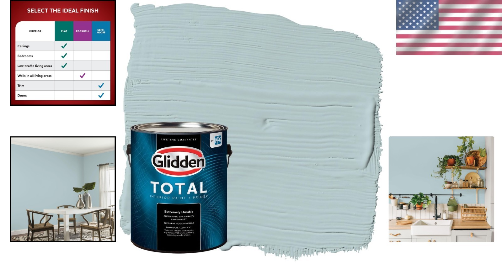 Eggshell Wall Paint & Primer – Misty Surf, 1 Gal