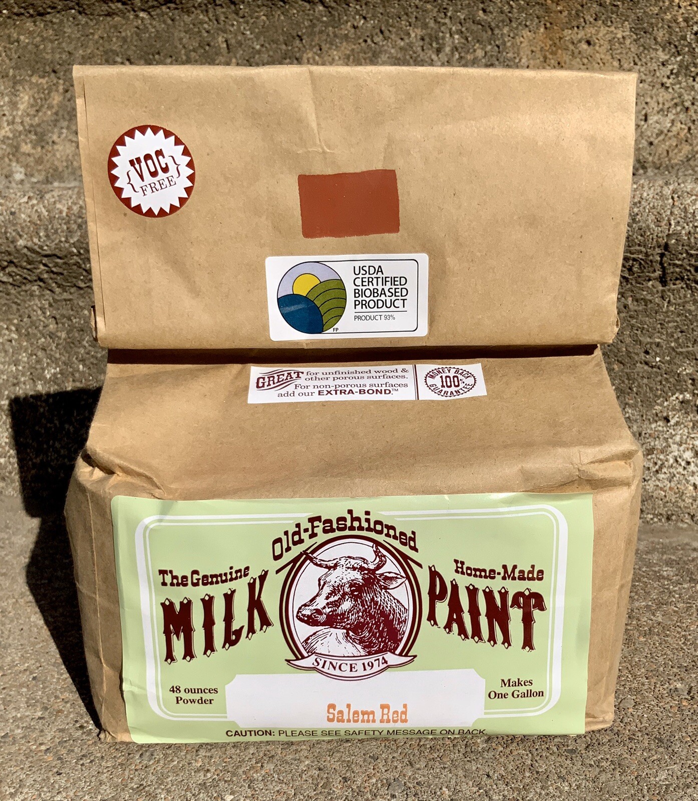 ONE BAG GENIUNE OLD-FASHIONED HOME-MADE MILK PAINT 48 oz powder SALEM RED 1 Gal