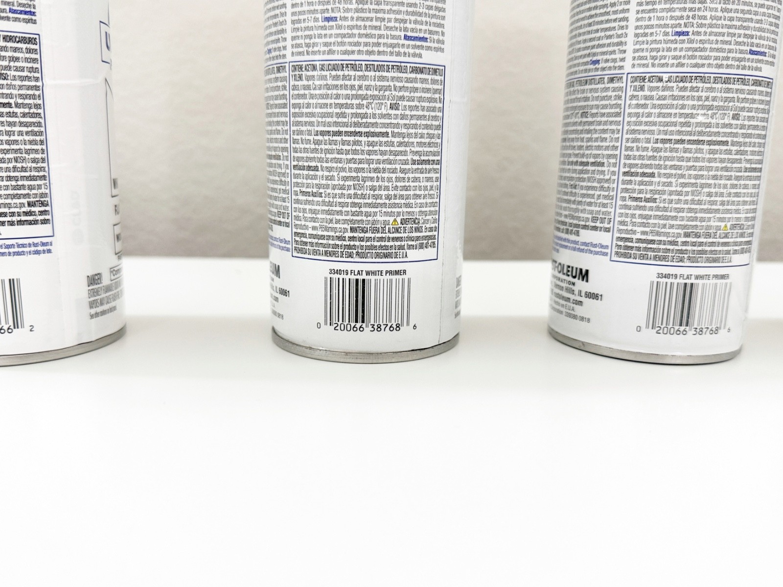 Rustoleum Spray Paint White + Primer Set, 1 New 3 Used, Sold As Is 4pcs
