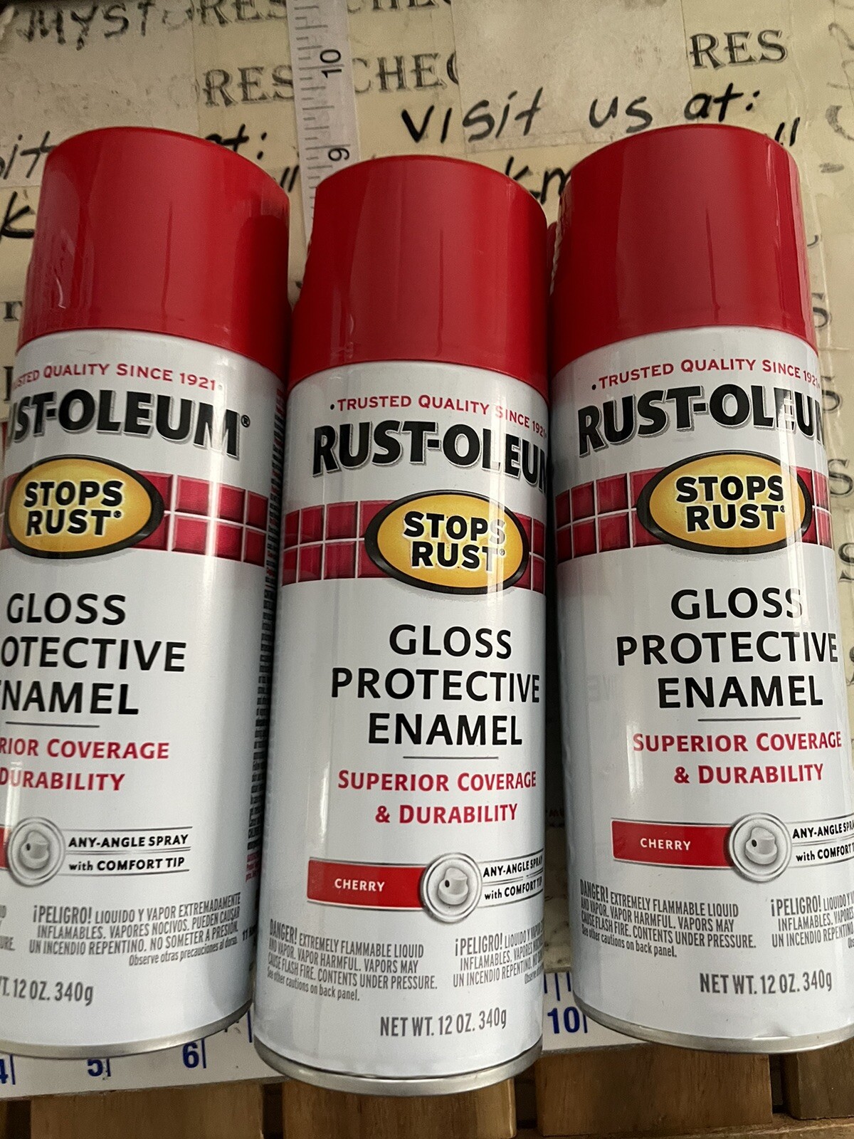 3X Rust-Oleum, Cherry, Stops Rust Gloss Protective Enamel Spray Paint, 12 Oz Es