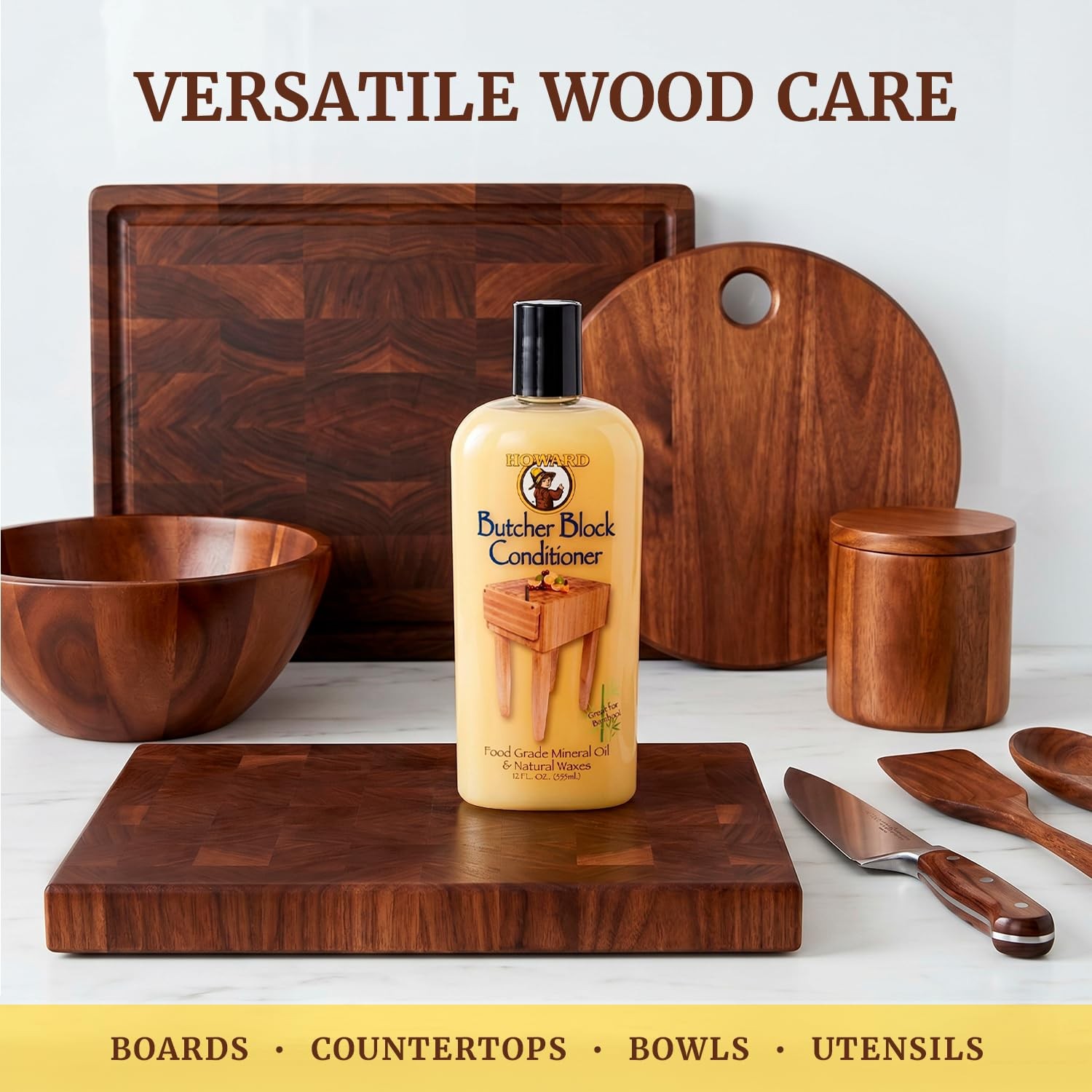 Howard Products Food Grade Mineral Oil Butcher Block Wood Conditioner and
