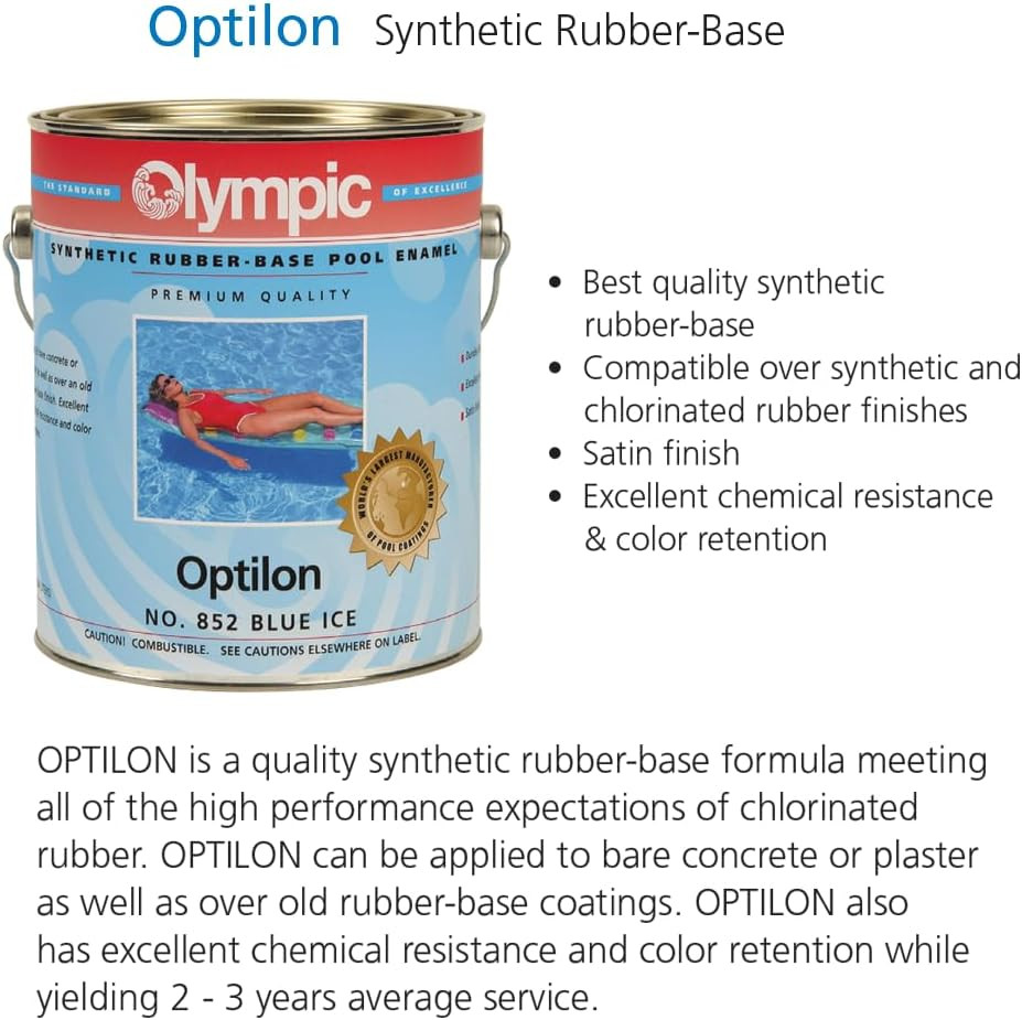 Olympic Optilon Blue Mist Pool Paint 1 Gallon Synthetic Rubber Base Enamel
