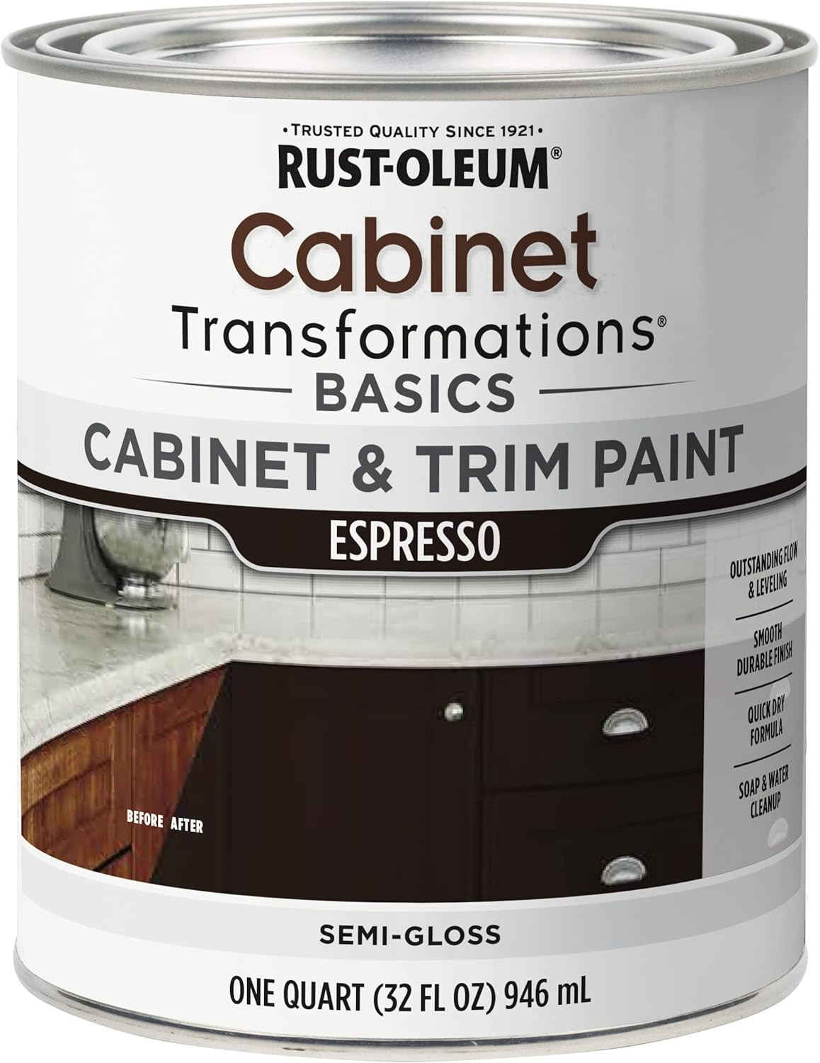 372012 Transformations Basics Cabinet & Trim Paint, Quart, Black