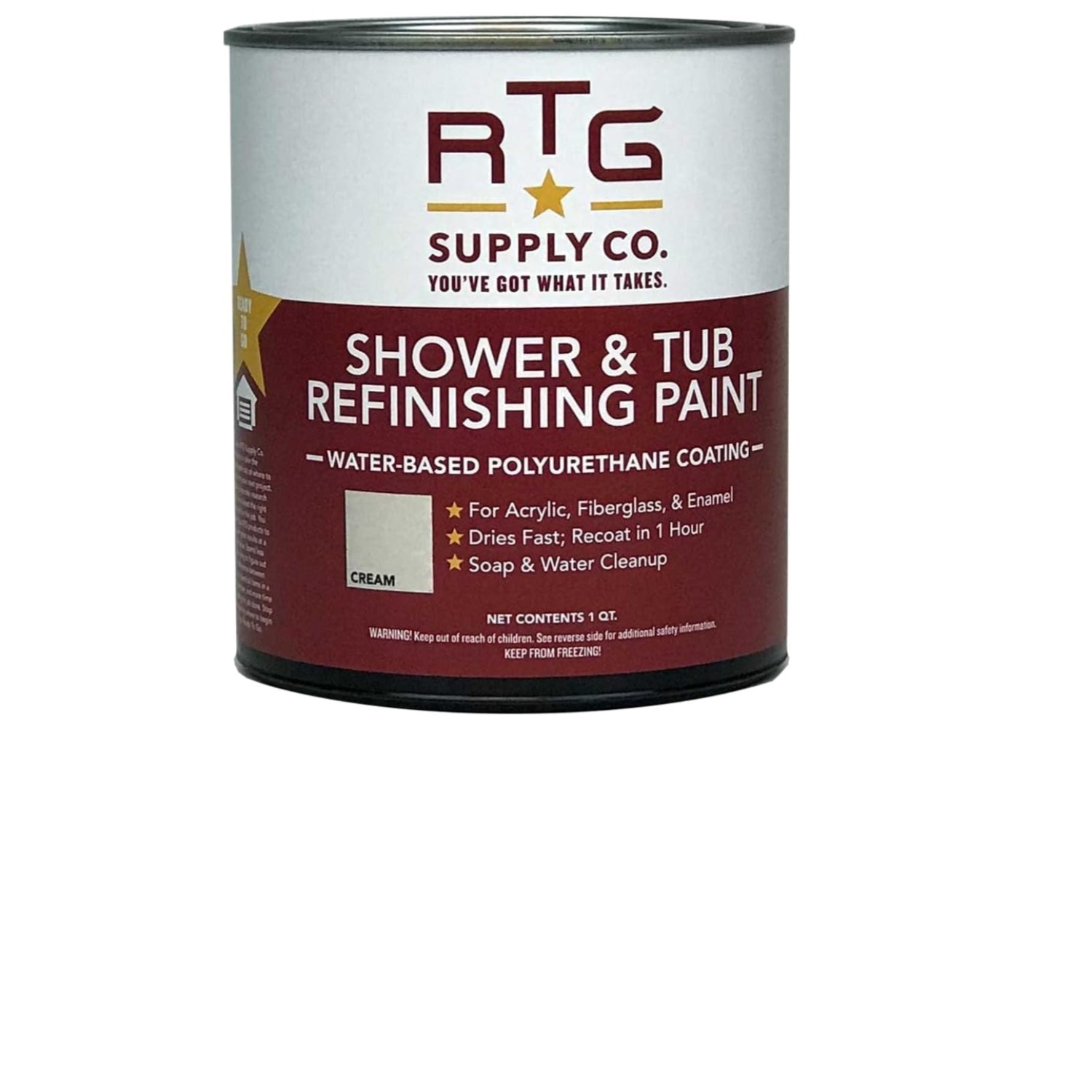 Fast-Drying Tub & Shower Refinishing Cream – 32 Fl Oz, Low-Sheen Satin Finish