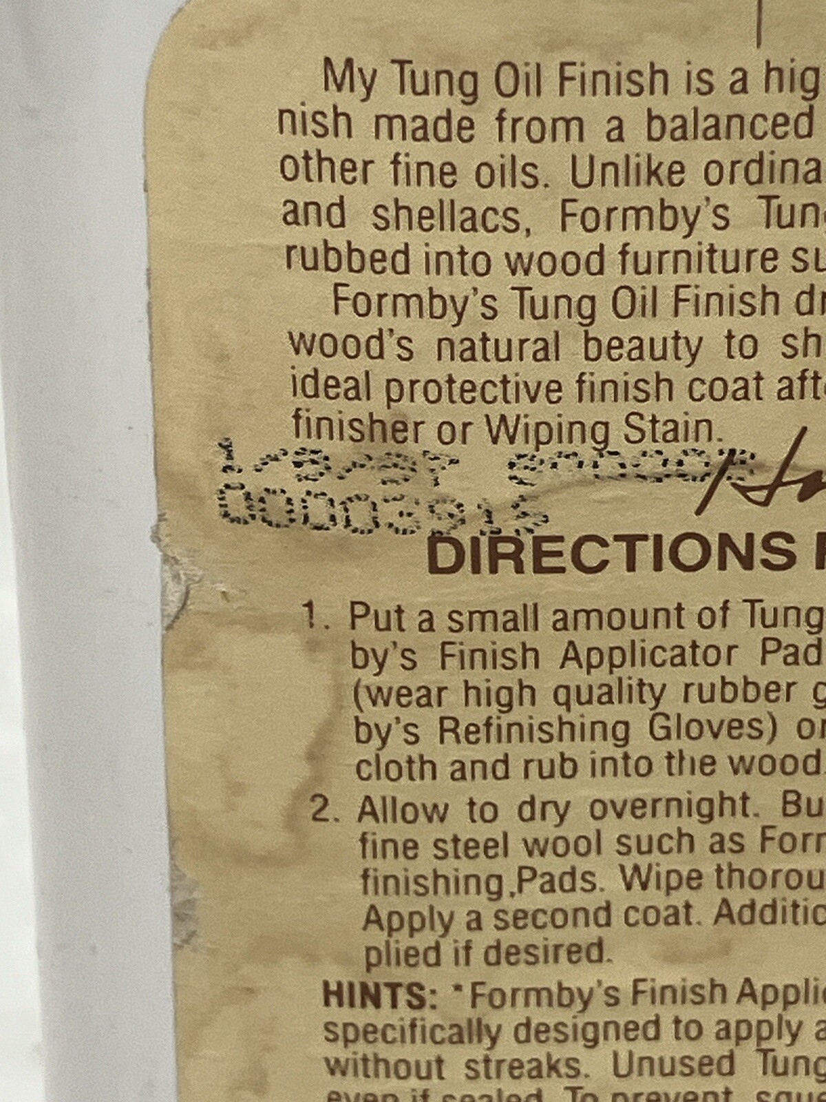 Formby’s Tung Oil Finish High Gloss Wood Protector Large 16oz Vintage Bottle New