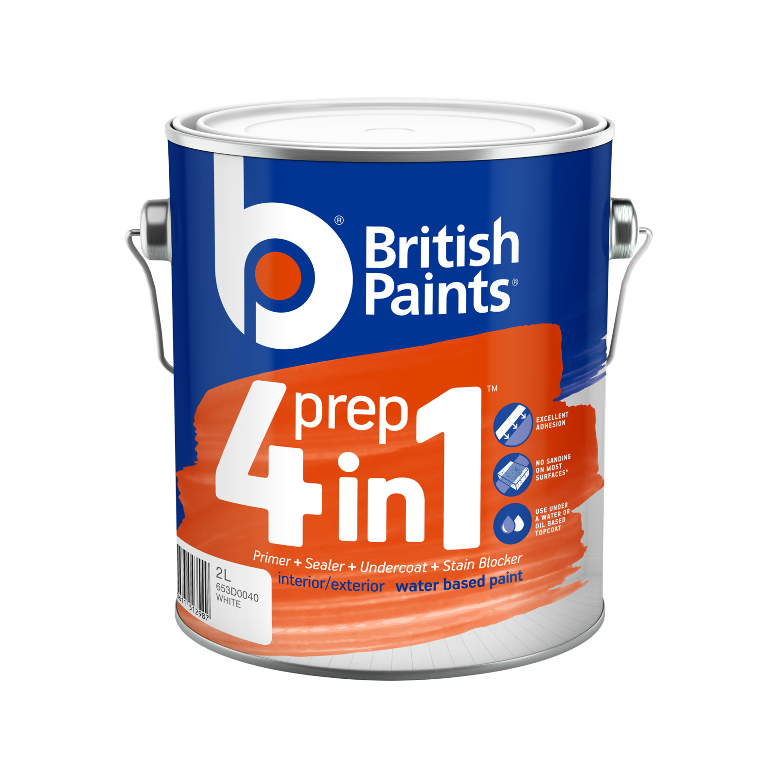 British Paints 2L White Water Based 4 In 1 Prep Primer Sealer Undercoat