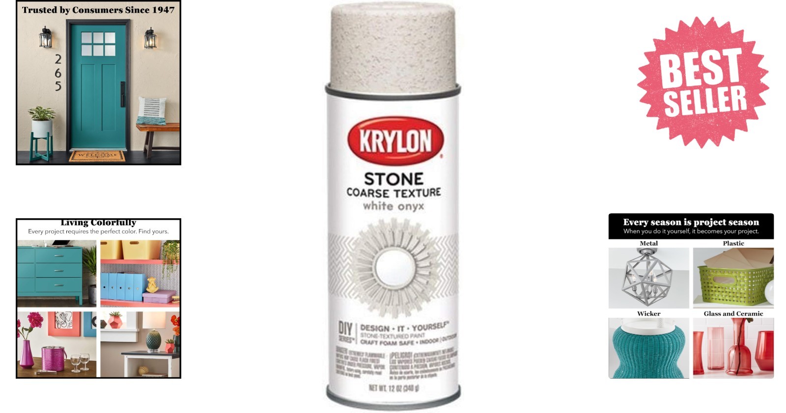 12 Oz White Onyx Coarse Stone Texture Spray Paint – Applies to Any Surface