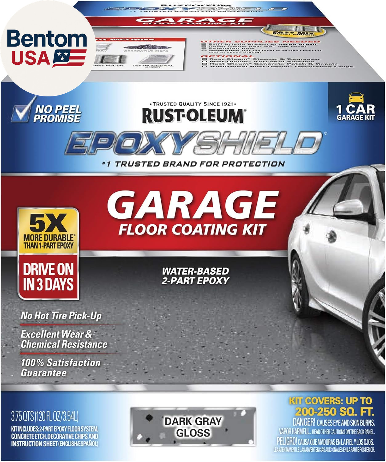 327081 EPOXYSHIELD Garage Floor Coating Kit, 1 Car, Gloss Dark Gray