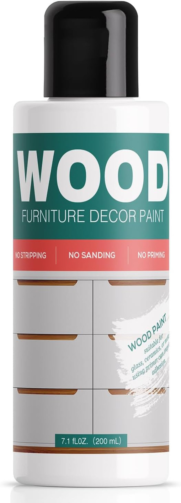 White Wood Furniture Paint 7.1Oz – Water-Based & Low Odor All-In-One No Sanding
