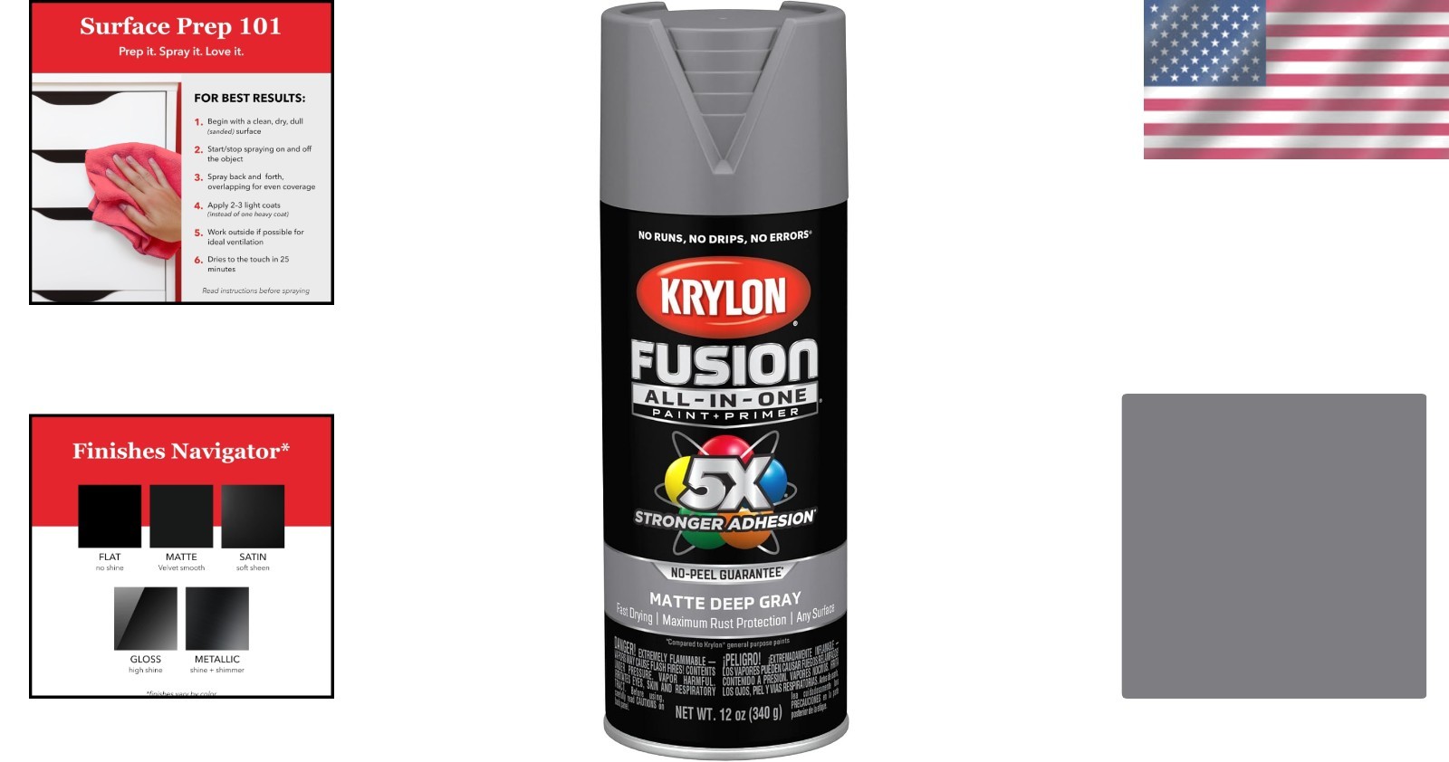 Fusion 12 Oz. Matte Spray Paint in Deep Gray – Fast-Drying & Rust Resistant