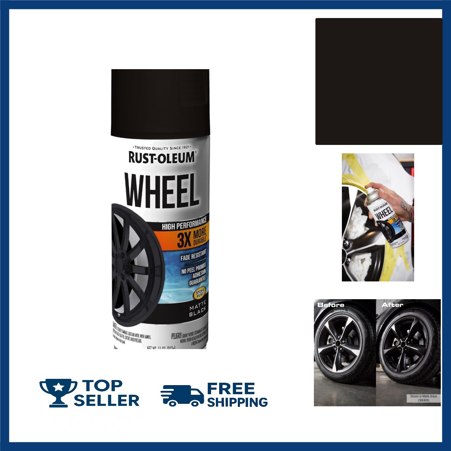 Matte Black Wheel Rim Spray Paint 11oz High Performance Coating for Car Truck US