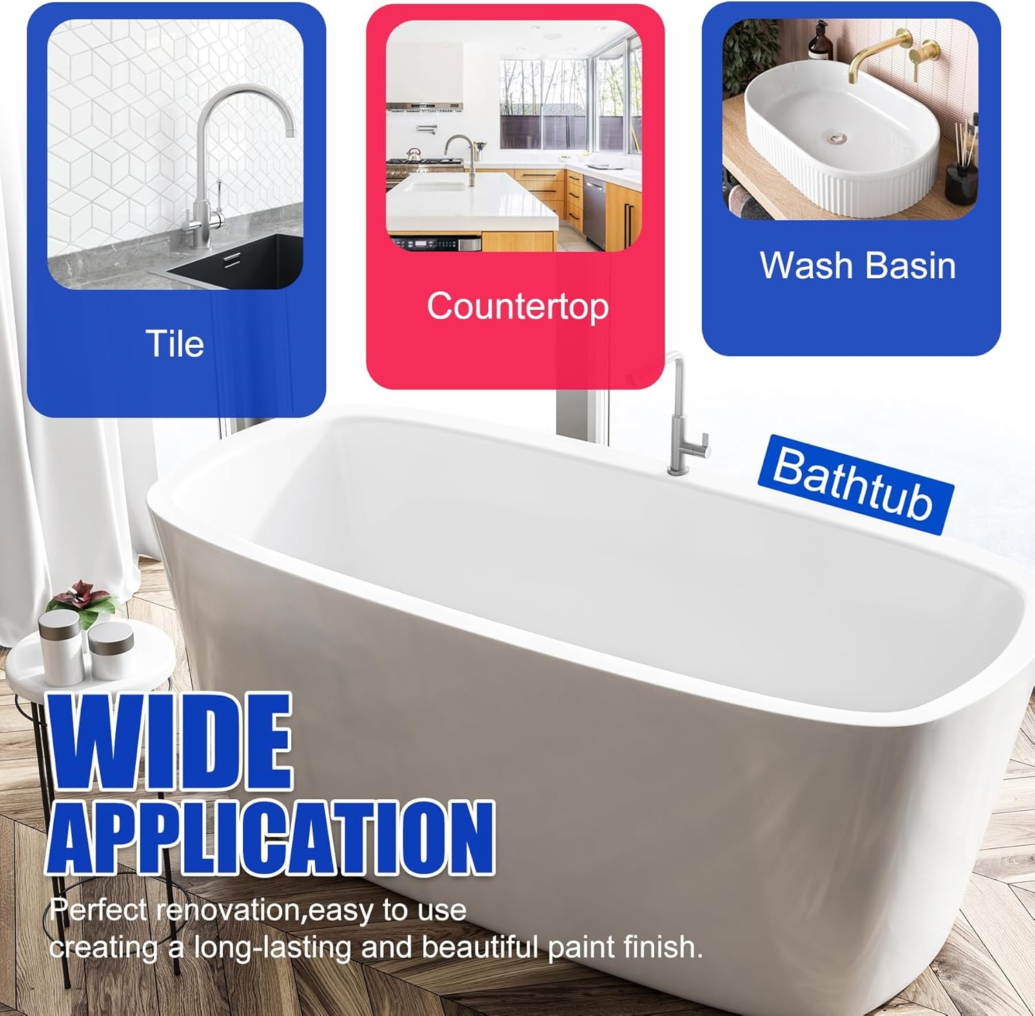 Tub and Tile Refinishing Kit – 35Oz Semi-Gloss White Tile Paint with Tools for B