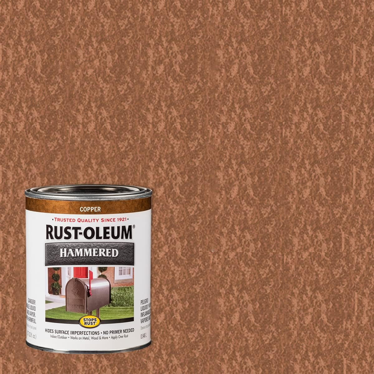 239074 Stops Rust Hammered Finish Paint, Quart, Copper, (Pack of 1)