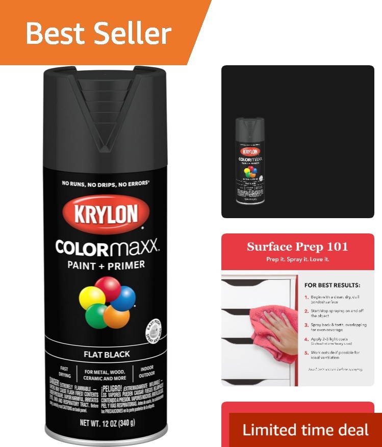 ColorMaxx 12 Oz Black Flat Spray Paint – Fast-Drying & Rust Resistant