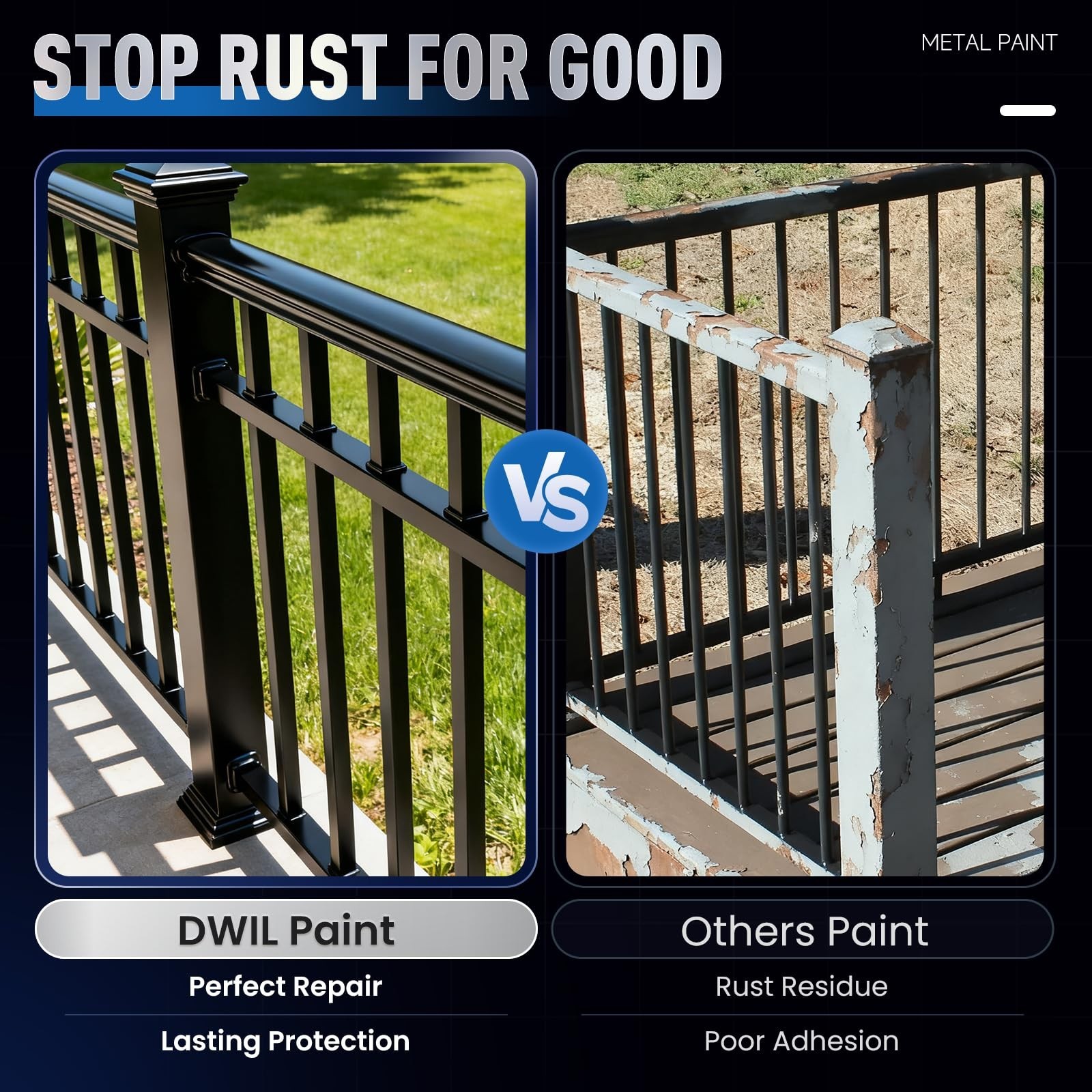Waterproof Anti-Rust Metal Paint – Black, 32oz for Gates, Fences, Furniture, Cra