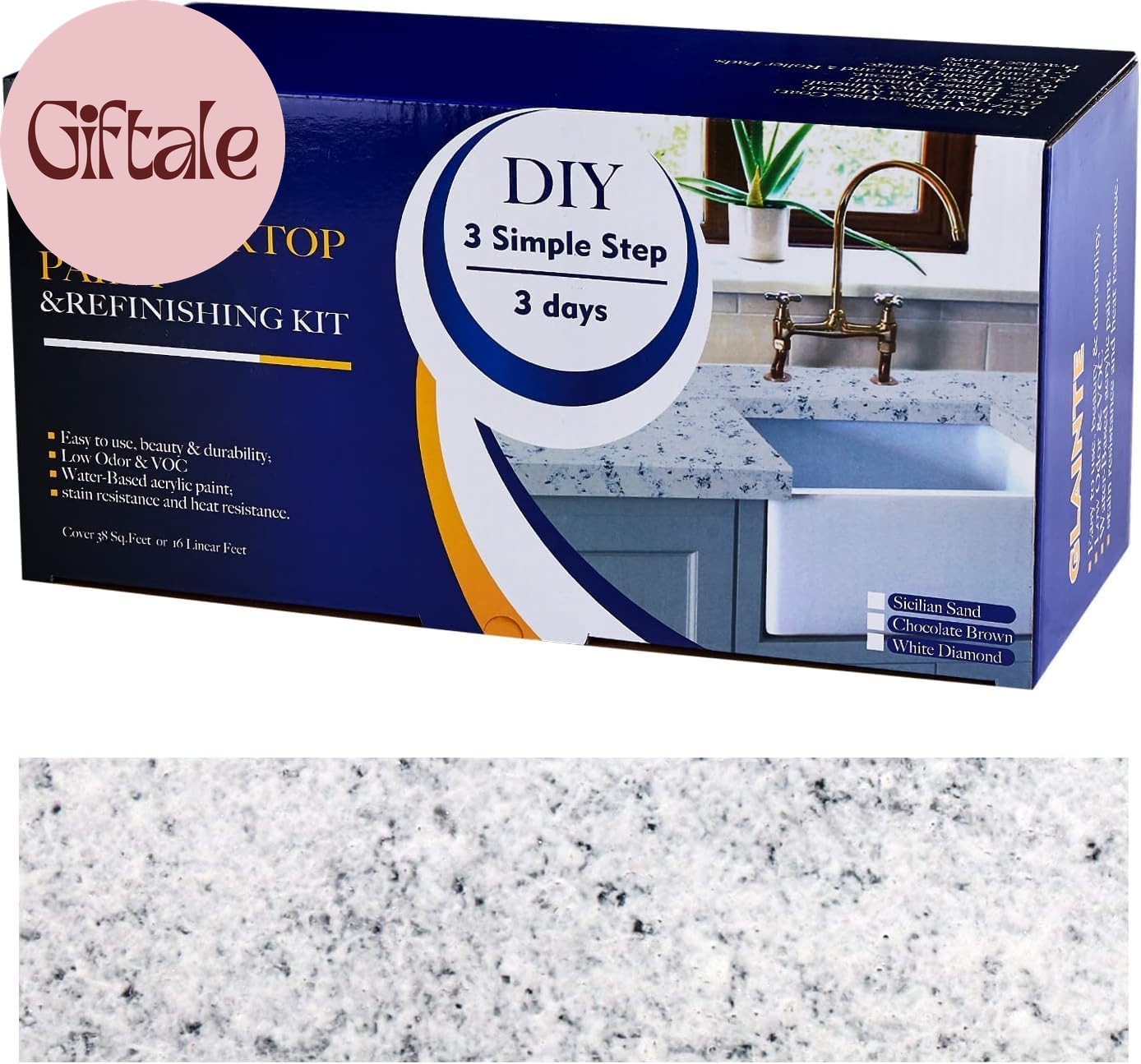 Granite Countertop Paint Kit – White Diamond Counter Top Refinishing Kit for Kit