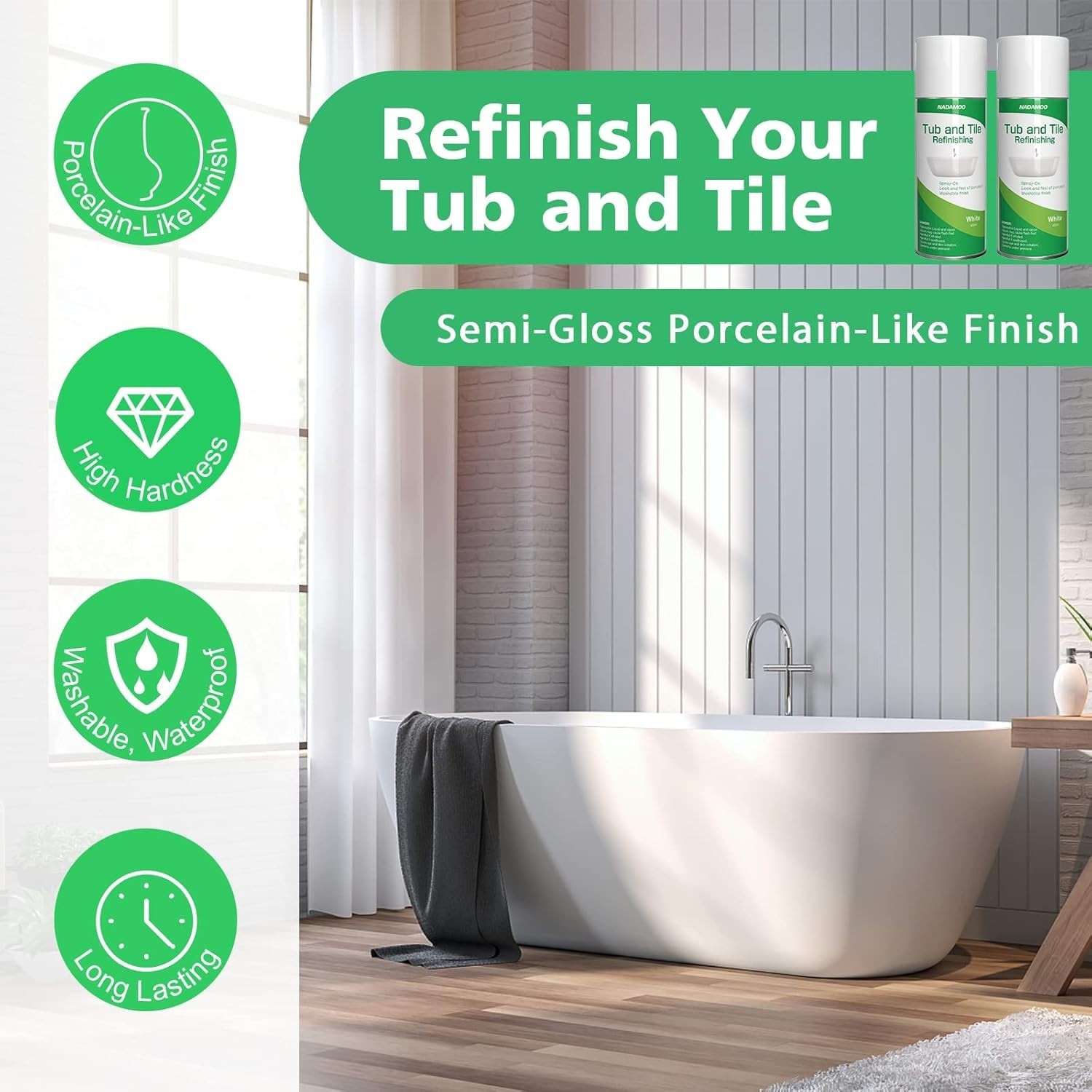 Revive Your Bathroom: White Tile & Bathtub Refinishing Spray Paint Kit 450ml