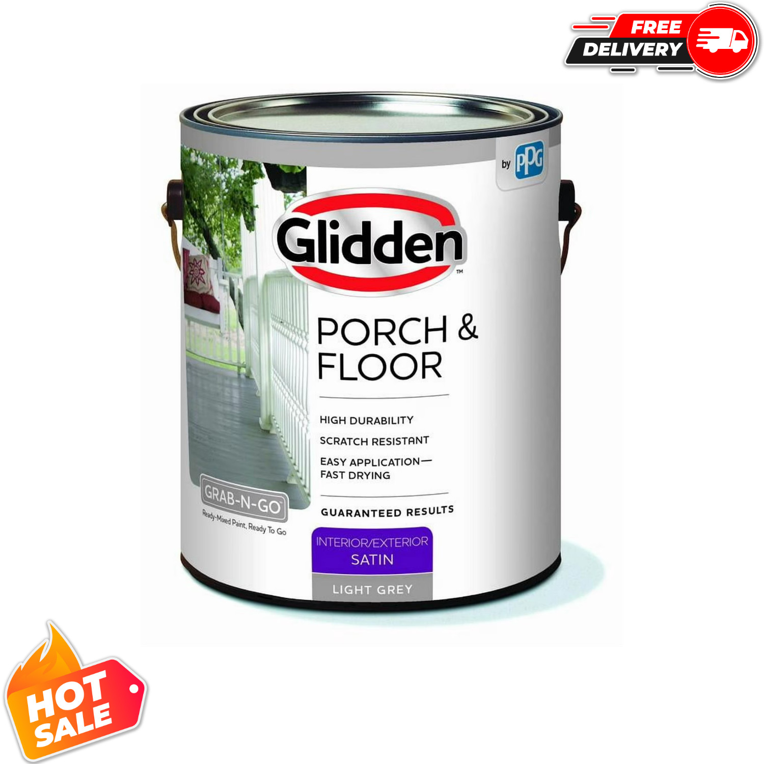 Glidden Porch Floor Paint with Primer 1 Gal Light Gray Satin Interior Exterior