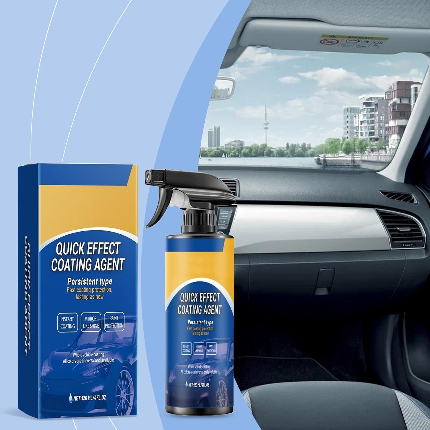 Quick Effect Car Coating Spray 2 Pack, Waterless Wash Polish, Paint Protection