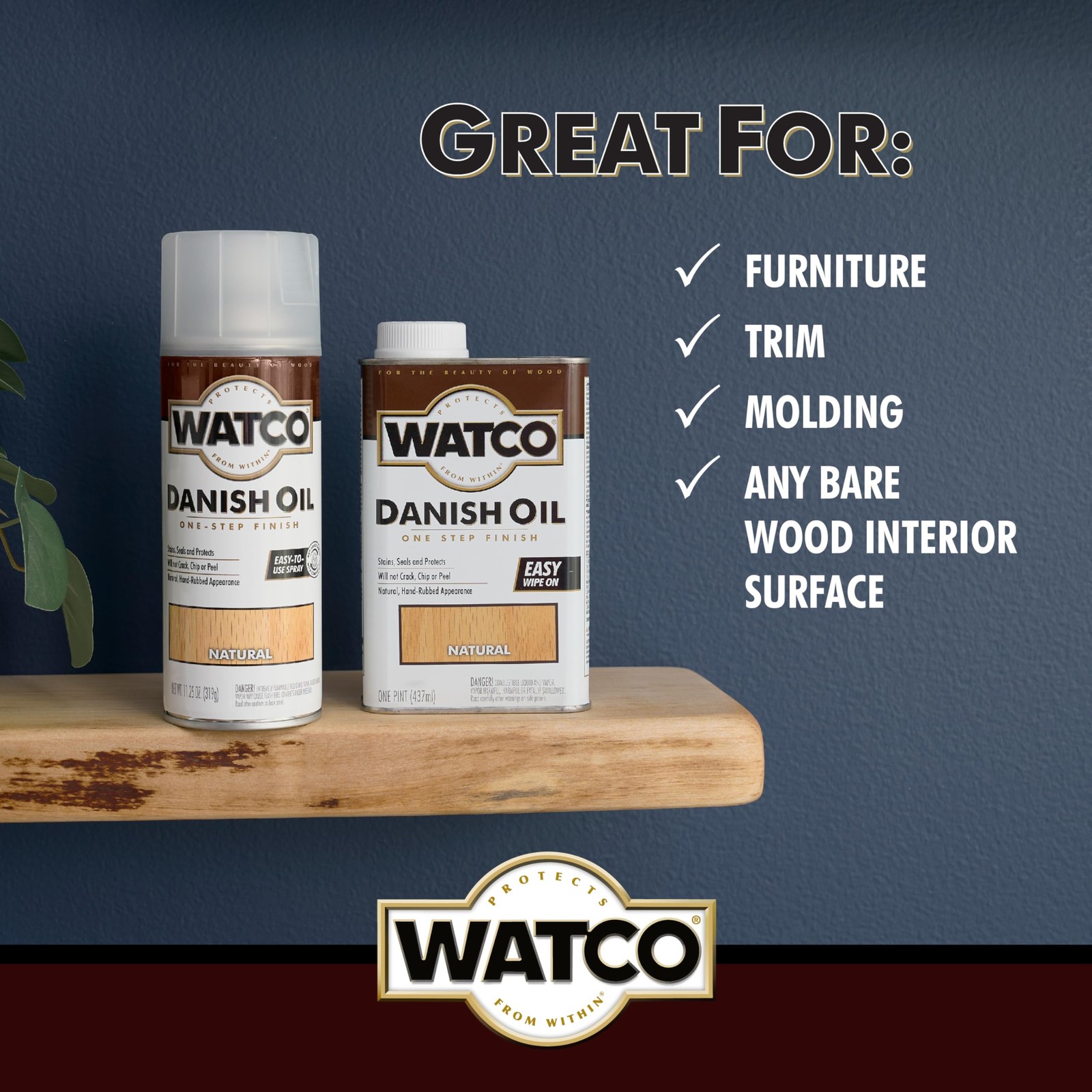 Danish Oil Wood Finish Natural Quart Enhances Protects Wood