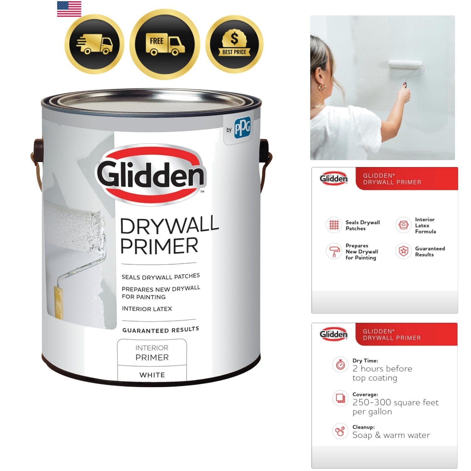 Drywall Primer White Flat Interior Sealer 1 Gallon Easy Application