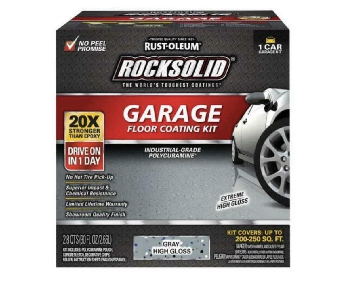 New Rust-Oleum RockSolid 1 Car Garage Floor Kit 90 oz. Gray Polycuramine NIB