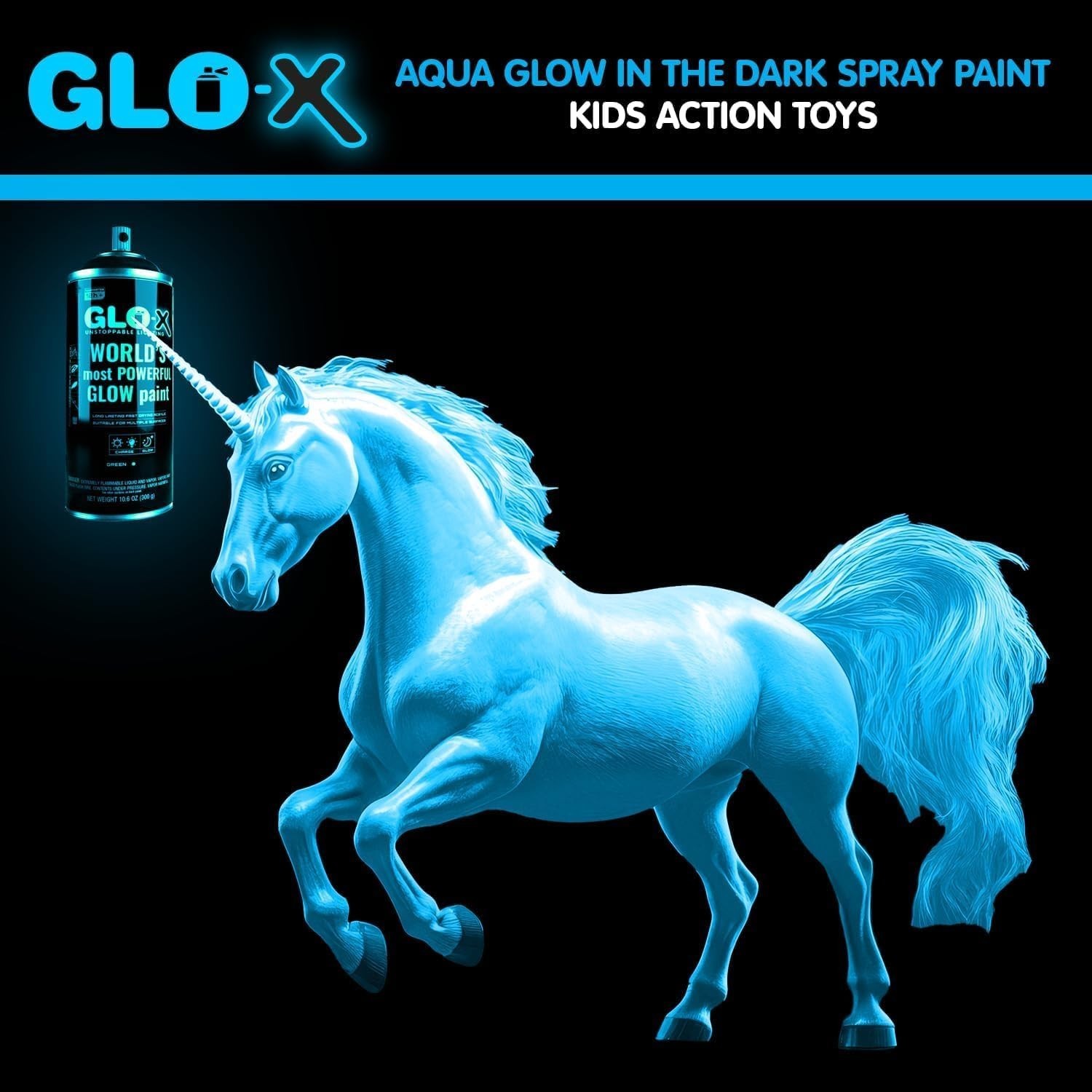 Blue Glow In The Dark Spray Paint 10.6 oz Acrylic for Indoor/Outdoor Use