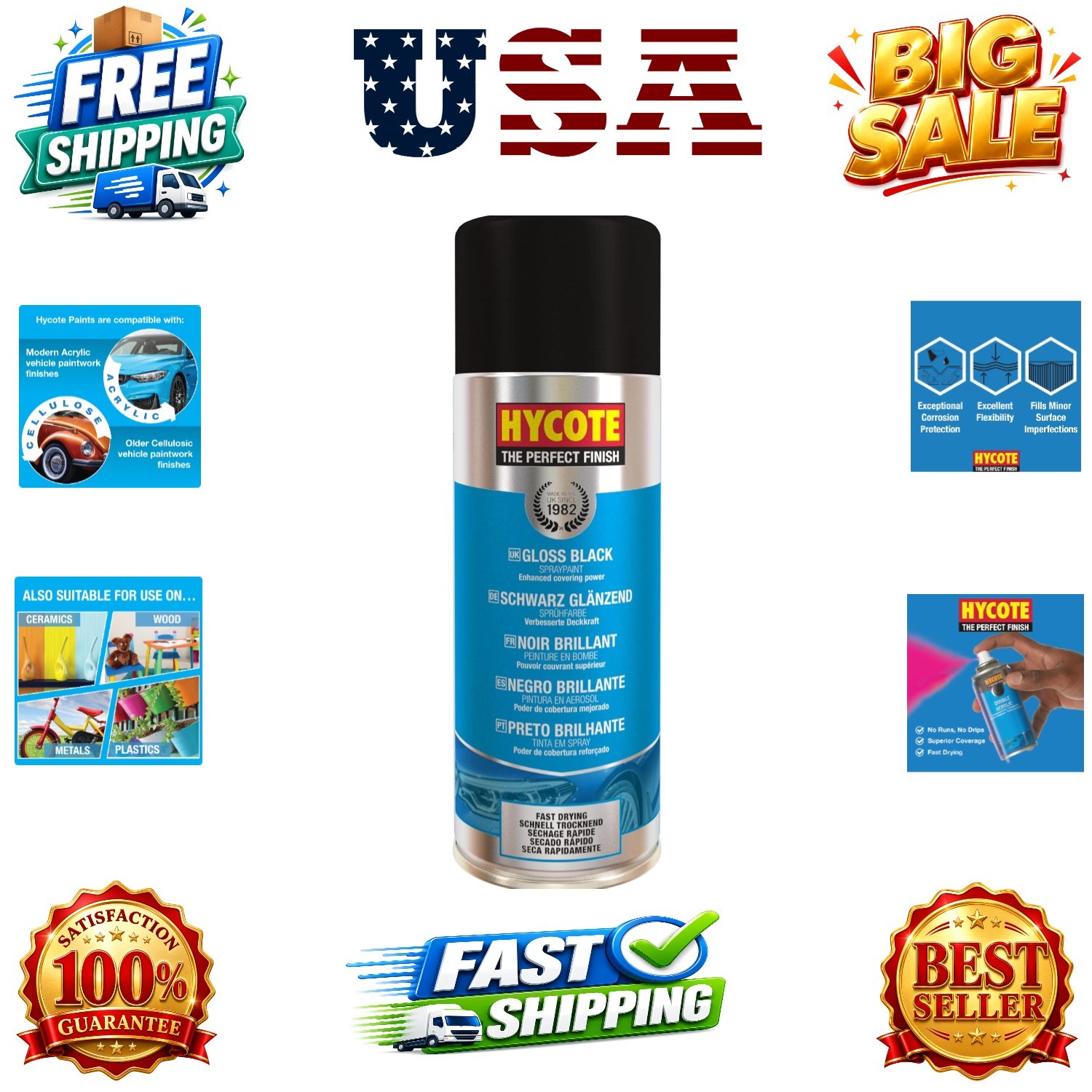 Black Spray Paint, Gloss Black, 13.5 Oz – Fast Drying, UV & Weather Resistant…