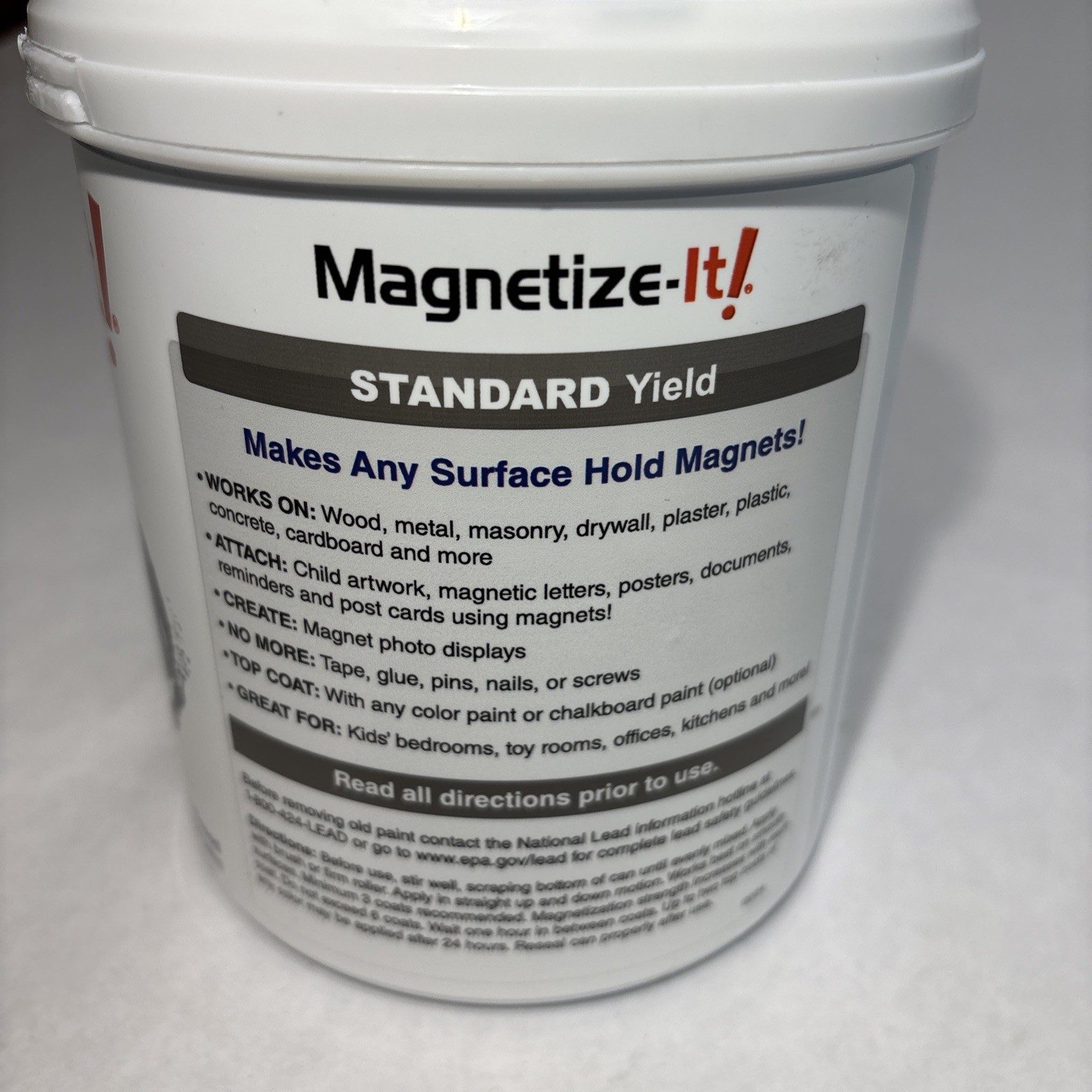 Magnetize-IT! Magnetic Paint &Primer 32 oz. New Grey Allows any surface magnetic