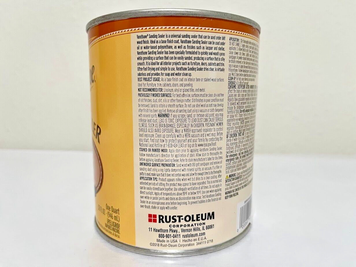 2 x Varathane Sand Sealer 32 oz ea Rust-Oleum Seals Wood Grain Factory Case