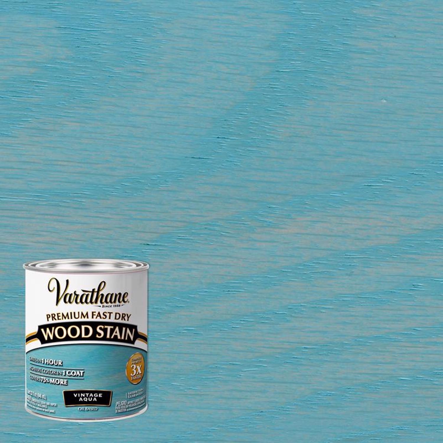 Varathane Semi-Transparent Vintage Aqua Oil-Based Urethane Alkyd WoodStain 1 qt