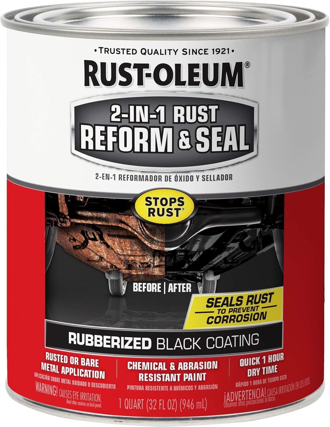 344763 Automotive 2-in-1 Rust Reform & Seal, Quart, Black 32 Fl Oz (Pack of 1)