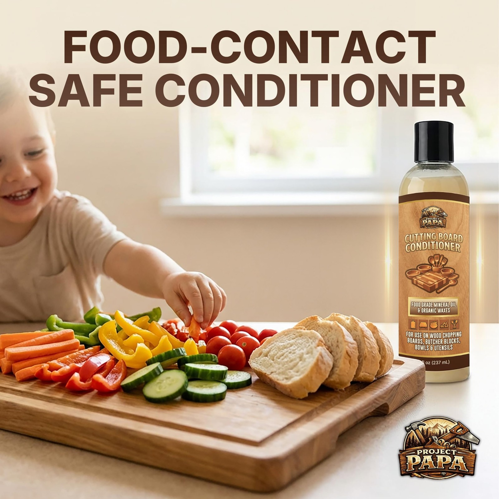 Project Papa Cutting Board Conditioner – Food 8 Fl Oz (Pack of 1), Natural