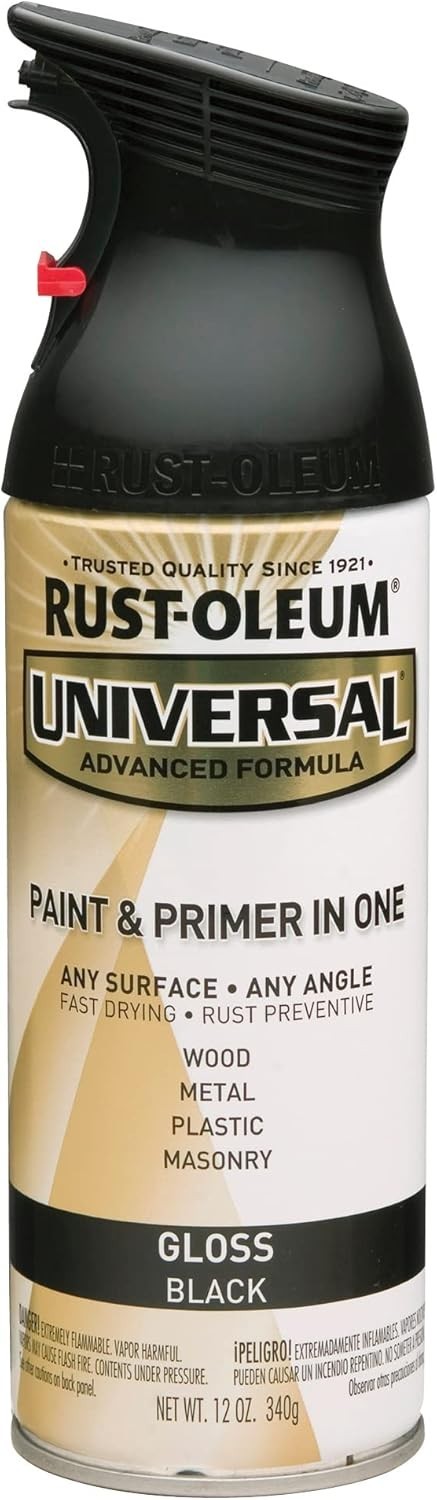 Rust Oleum Universal Black Spray Paint 12 Ounce All Surface Oil Based Gloss