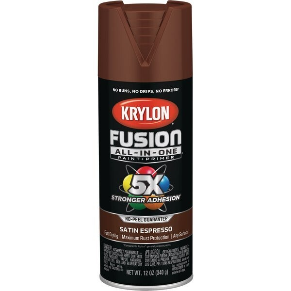 (12)-Krylon Fusion All-In-One Satin Spray Paint & Primer, Espresso K02738007