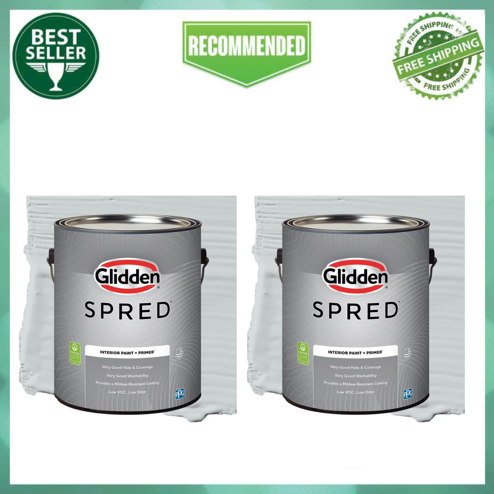 Glidden Spred Interior Paint Primer, Ghost Whisperer Gray, Flat, 2 Gallon 2-Pack
