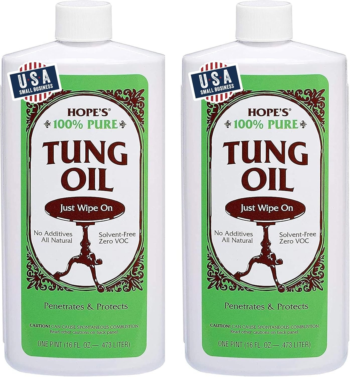 HOPE 100% Pure Tung Oil Food Safe, Premium Waterproof Natural Wood Finish Sealer