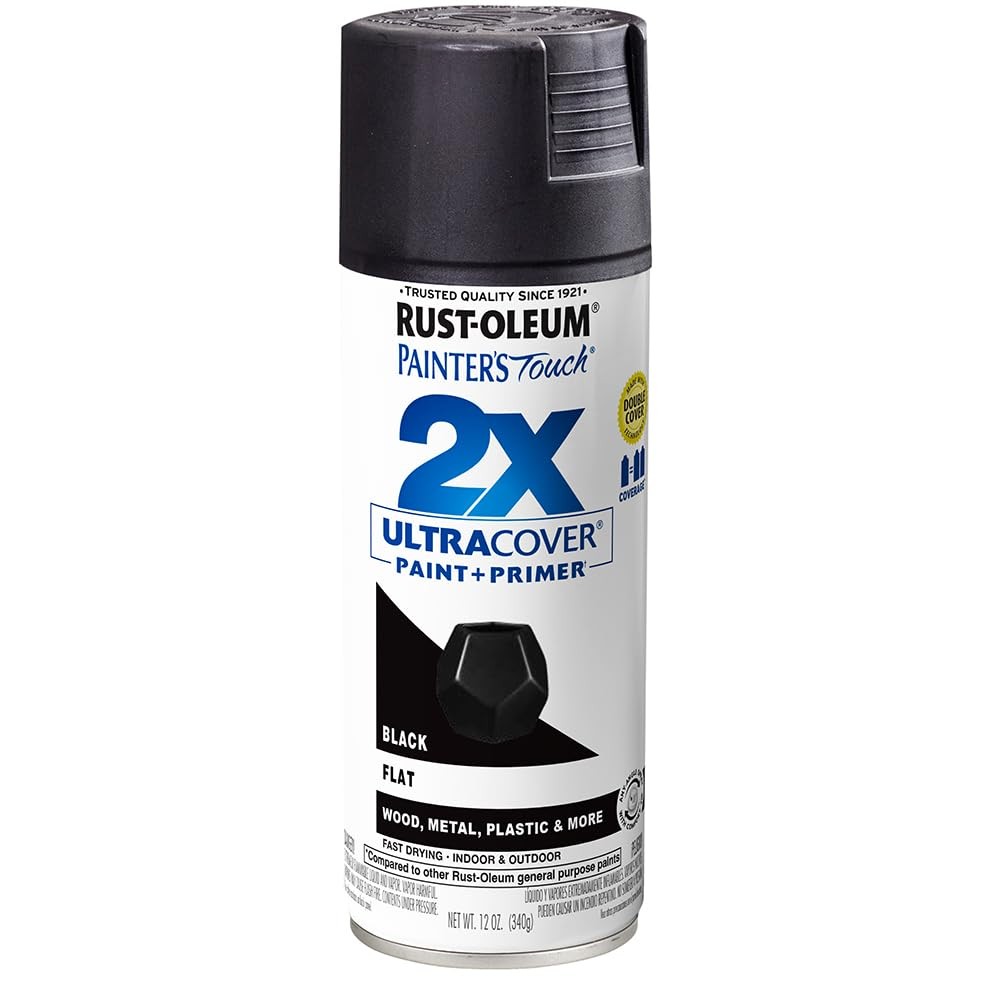 Rust Oleum Painter’s Touch 2X Ultra Cover Flat Black Spray Paint 12oz