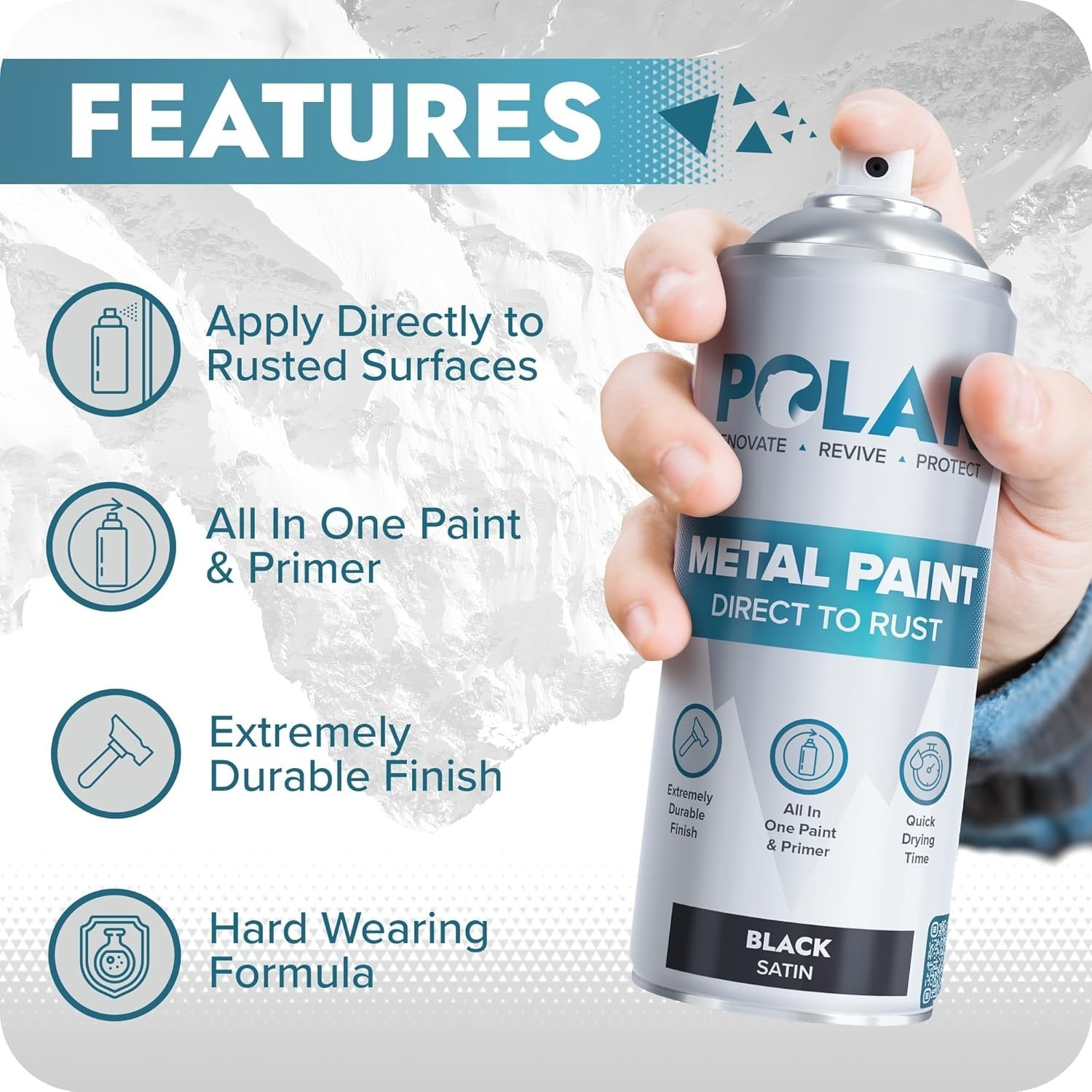 Corrosion-Resistant Satin Black Spray Paint – Direct to Rust, Quick Dry, 27 oz