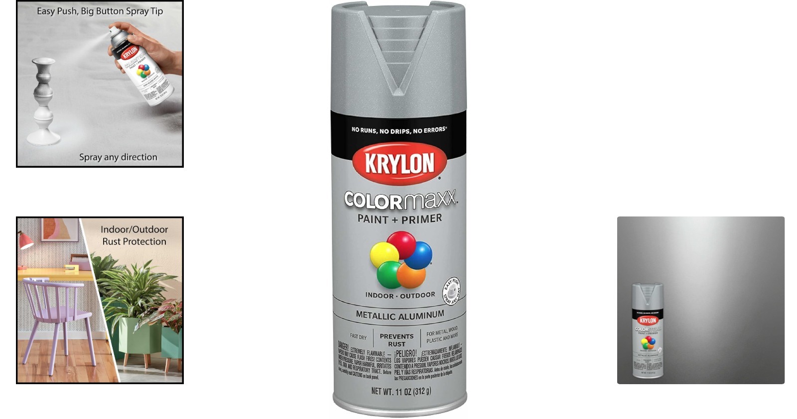 Versatile COLORmaxx Metallic Aluminum Spray Paint & Primer – 25 Sq. Ft. Coverage