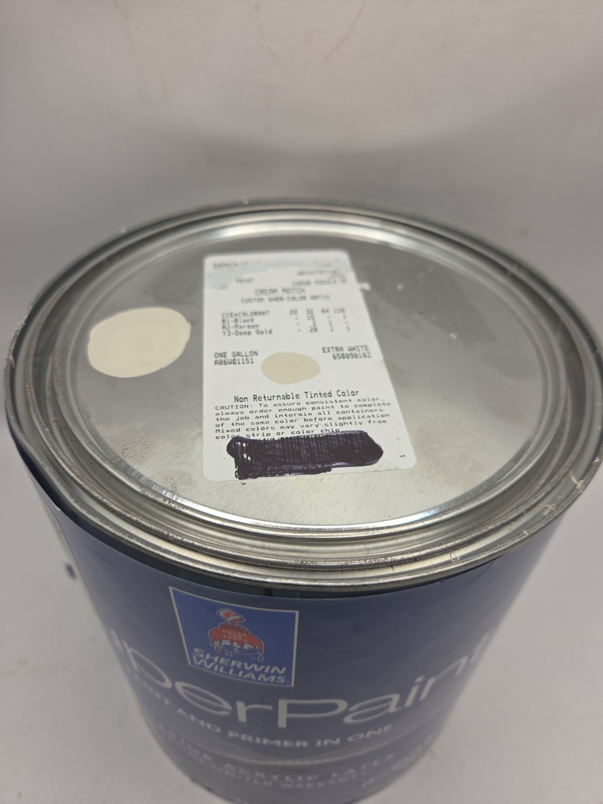 1 Gallon Sherwin Williams SuperPaint Interior Flat Color 6099 Sand Dollar